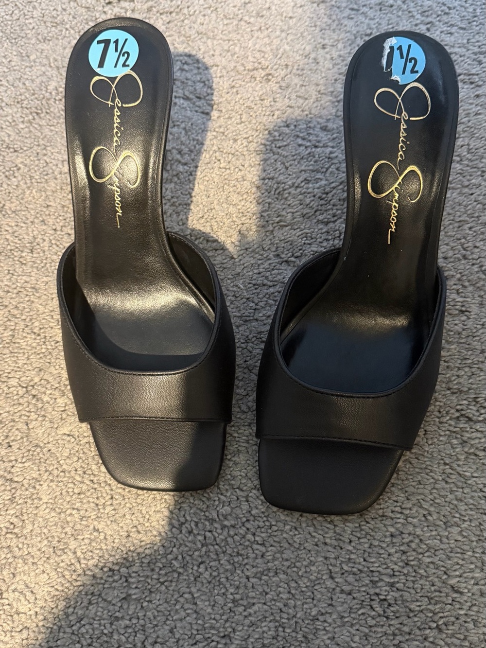 Jessica Simpson Black Square-Toe Slip-On Mules